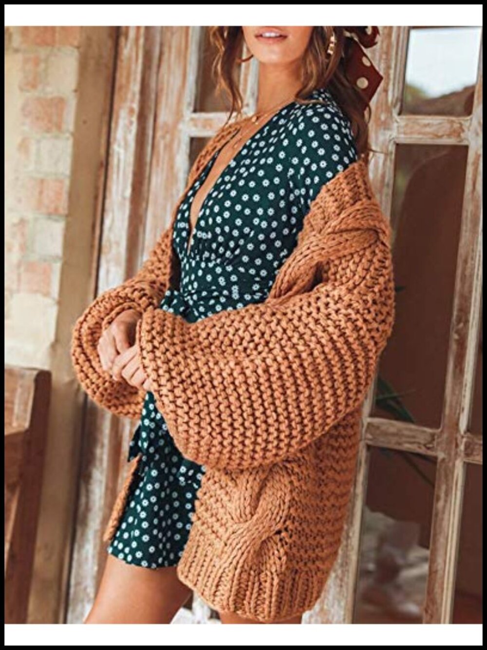 Oversized Chunky Knit Cardigan Long Sleeve Open Front Sweater Coat for Women - Picture 2 of 4